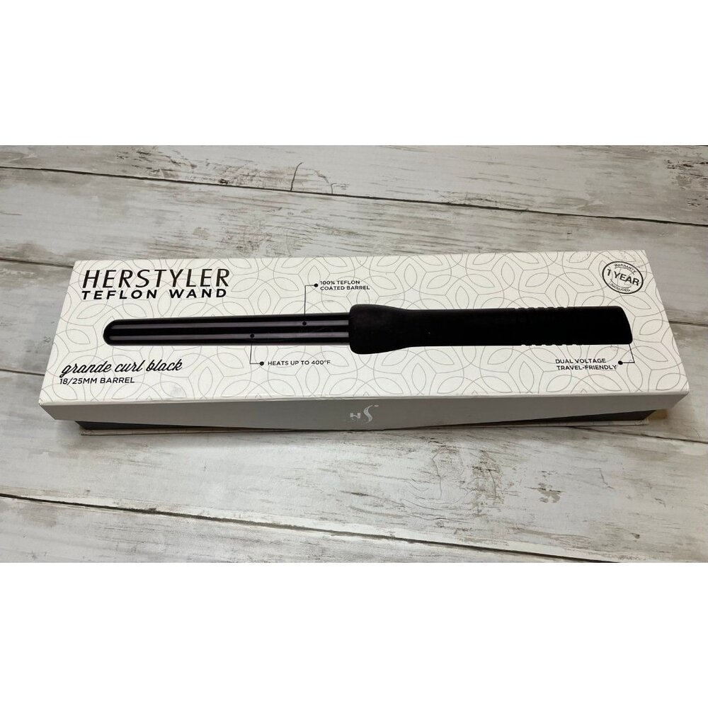 Herstyler Teflon Curling Wand Grande Curls Black